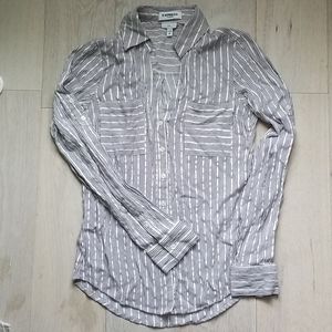 Express metallic striped portofino shirt, XS